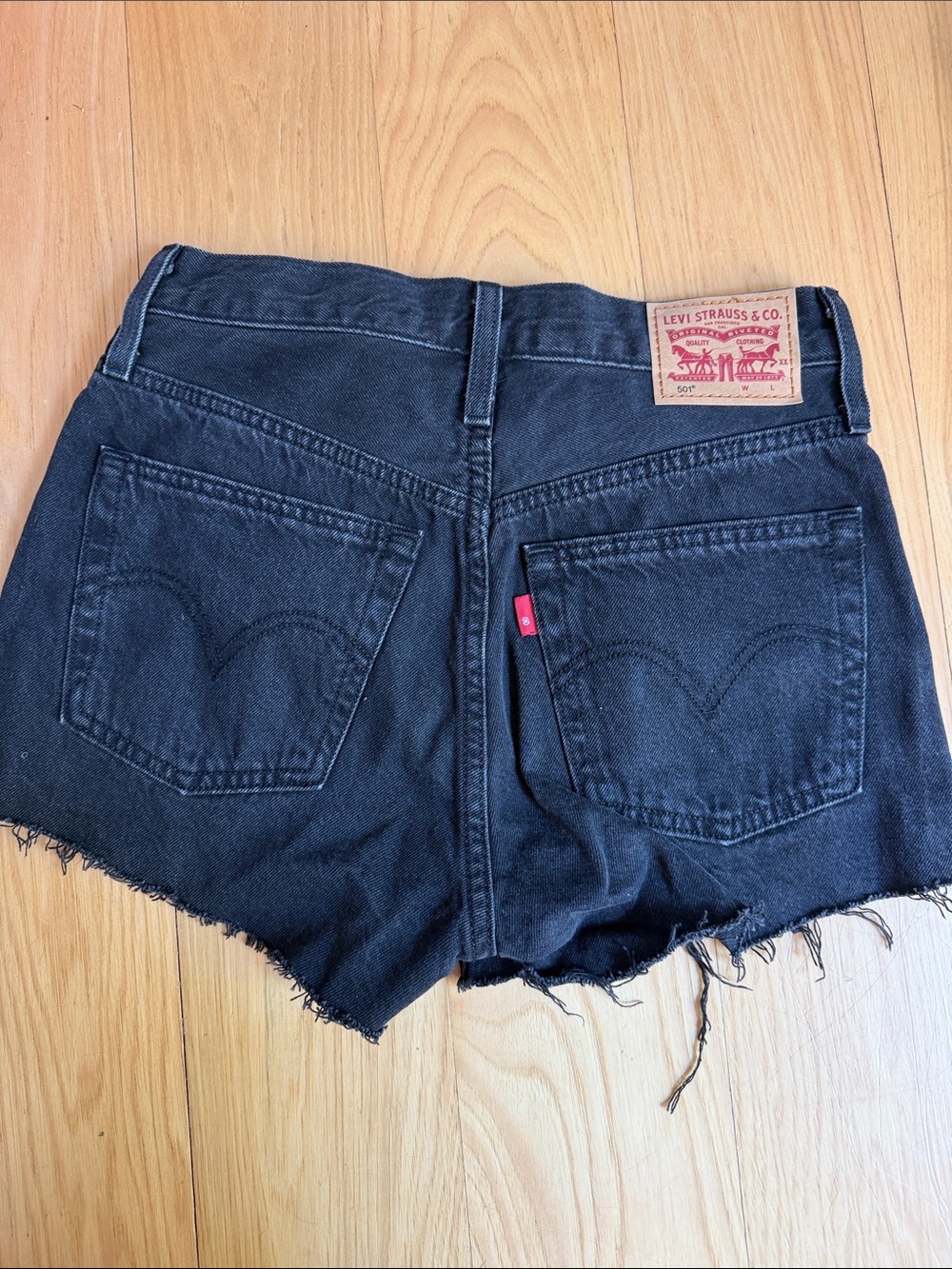 Levi's Black Raw-Hem Denim Cutoff Shorts